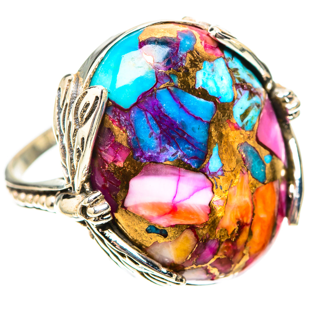 Kingman Pink Dahlia Turquoise Ring Size 8 (925 Sterling Silver) RING138945