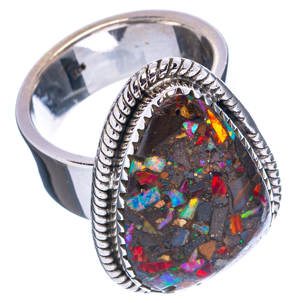 Exclusive Boulder Opal Matrix Ring Size 6 Adjustable (.925 Sterling Silver)