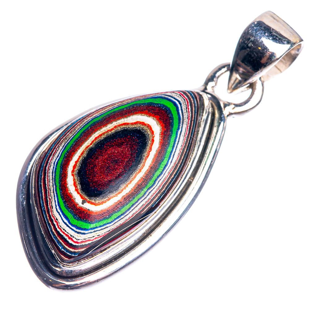 Fordite 925 Sterling Silver Pendant 1 3/8"
