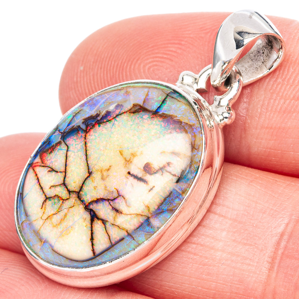Rare Sterling Opal Pendant 1 3/8" (925 Sterling Silver) P42000
