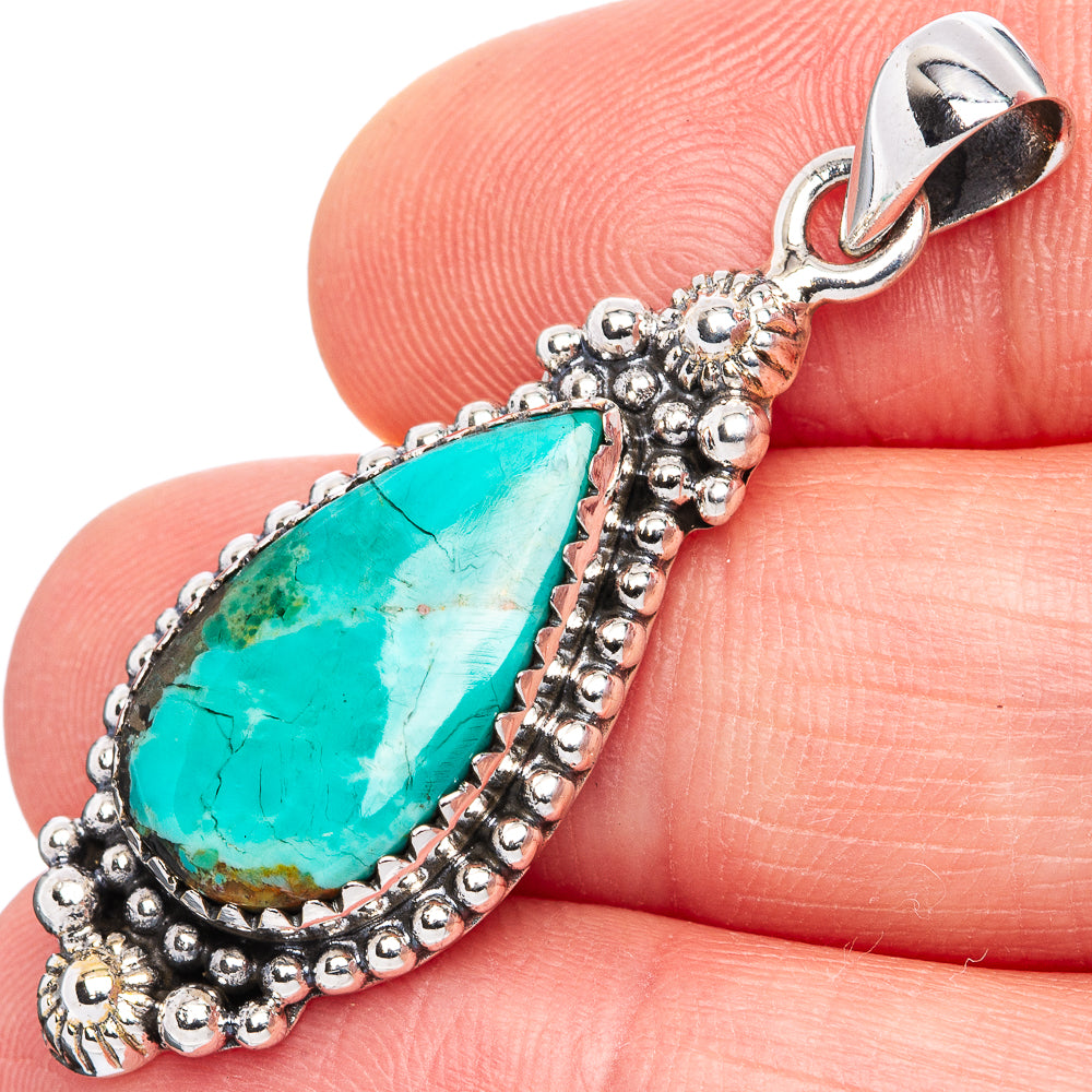 Rare Arizona Turquoise Pendant 1 5/8" (925 Sterling Silver) P42117