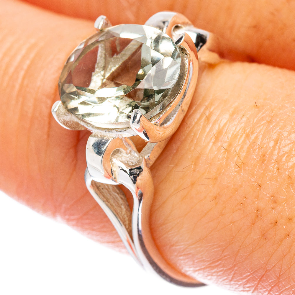 Value Faceted Green Amethyst Ring Size 8.5 (925 Sterling Silver) R3357