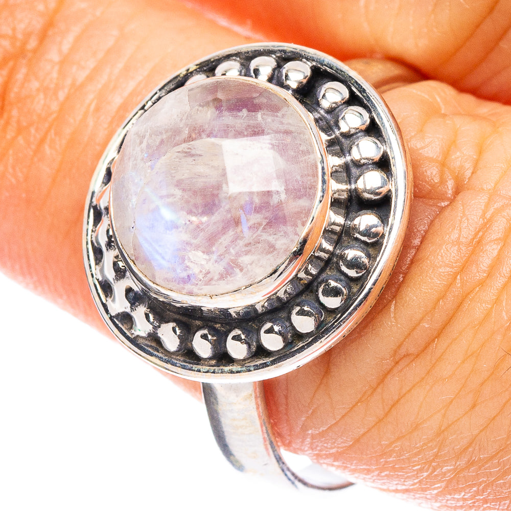 Rainbow Moonstone Ring Size 8.5 (925 Sterling Silver) R7907