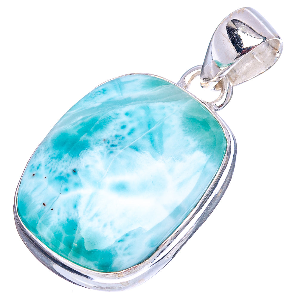 Rare Larimar Pendant 1 1/4" (.925 Sterling Silver)