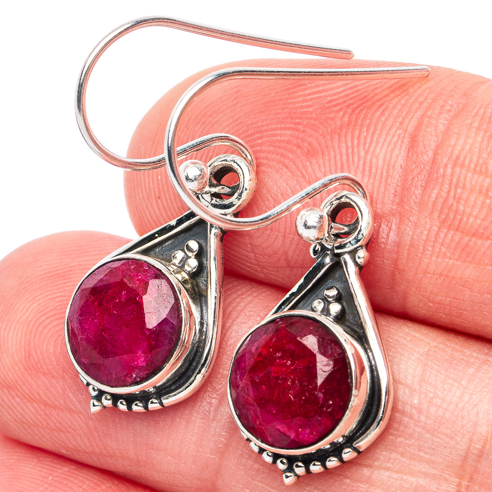 Red Sillimanite Earrings 1 1/4" (925 Sterling Silver) E2938
