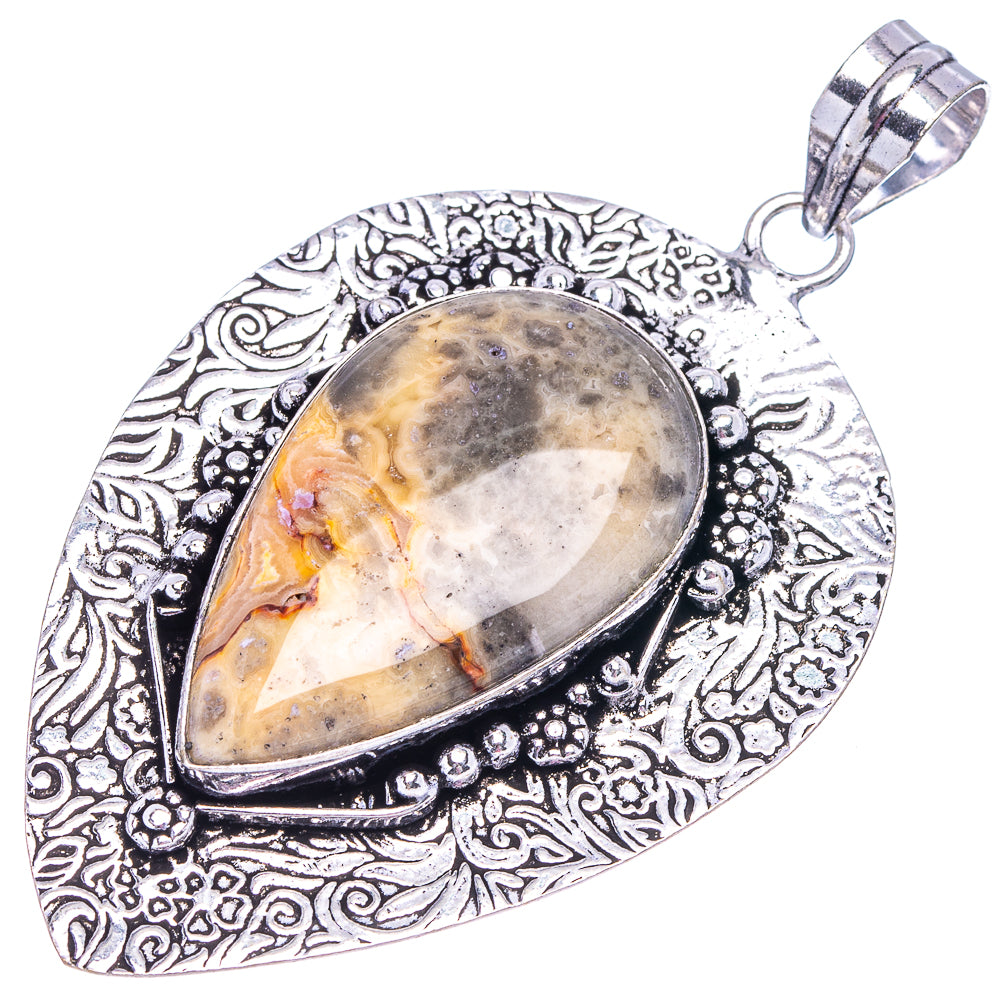 Laguna Lace Agate Pendant 2 3/4" (German Silver)