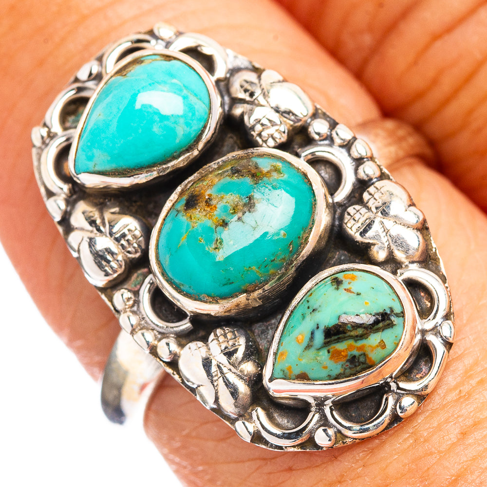 Mojave Turquoise Ring Size 8 Adjustable (.925 Sterling Silver)