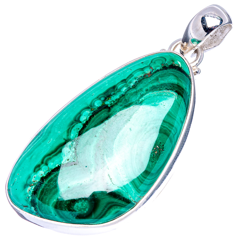 Malachite Pendant 1 7/8" (.925 Sterling Silver)
