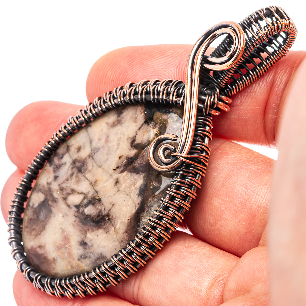 Petrified Palm Root  Wire Wrap Pendant 2 5/8" (Oxidized Copper)