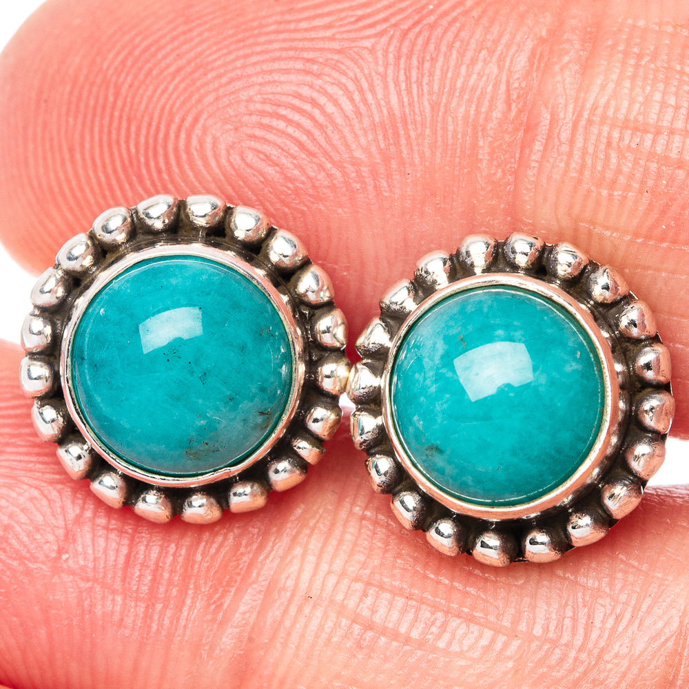 Amazonite Earrings 3/8" (925 Sterling Silver) E1516