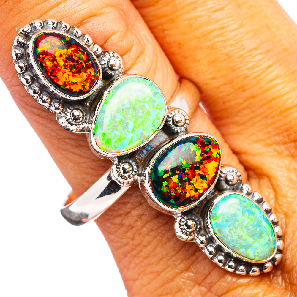 Premium Synthetic Opal Ring Size 11 (.925 Sterling Silver)