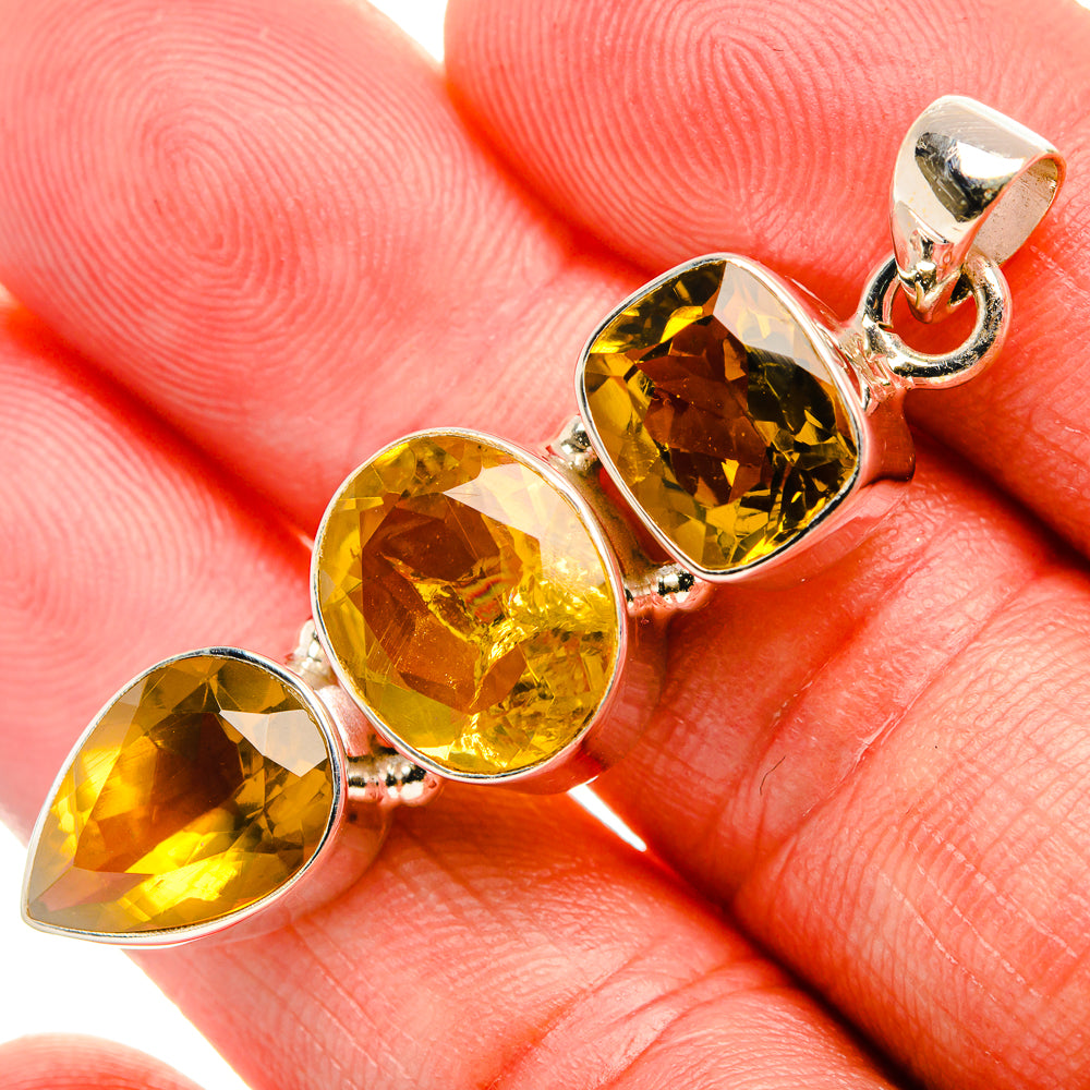 Faceted Citrine Pendant 2" (925 Sterling Silver) PD38000