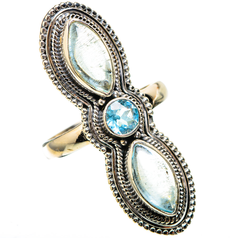 Large Natural Aquamarine, Blue Topaz Ring Size 9 (925 Sterling Silver) RING138019