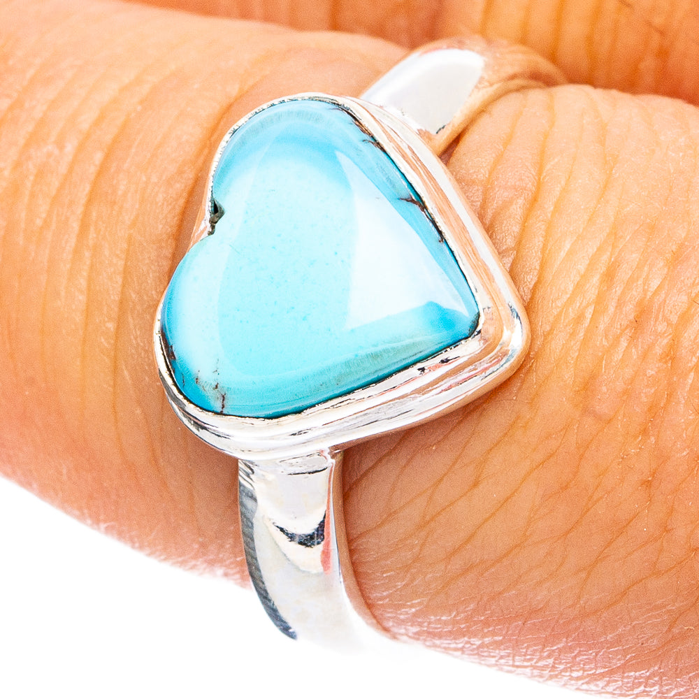 Rare Golden Hills Turquoise Heart Ring Size 7.75 (925 Sterling Silver) R8192