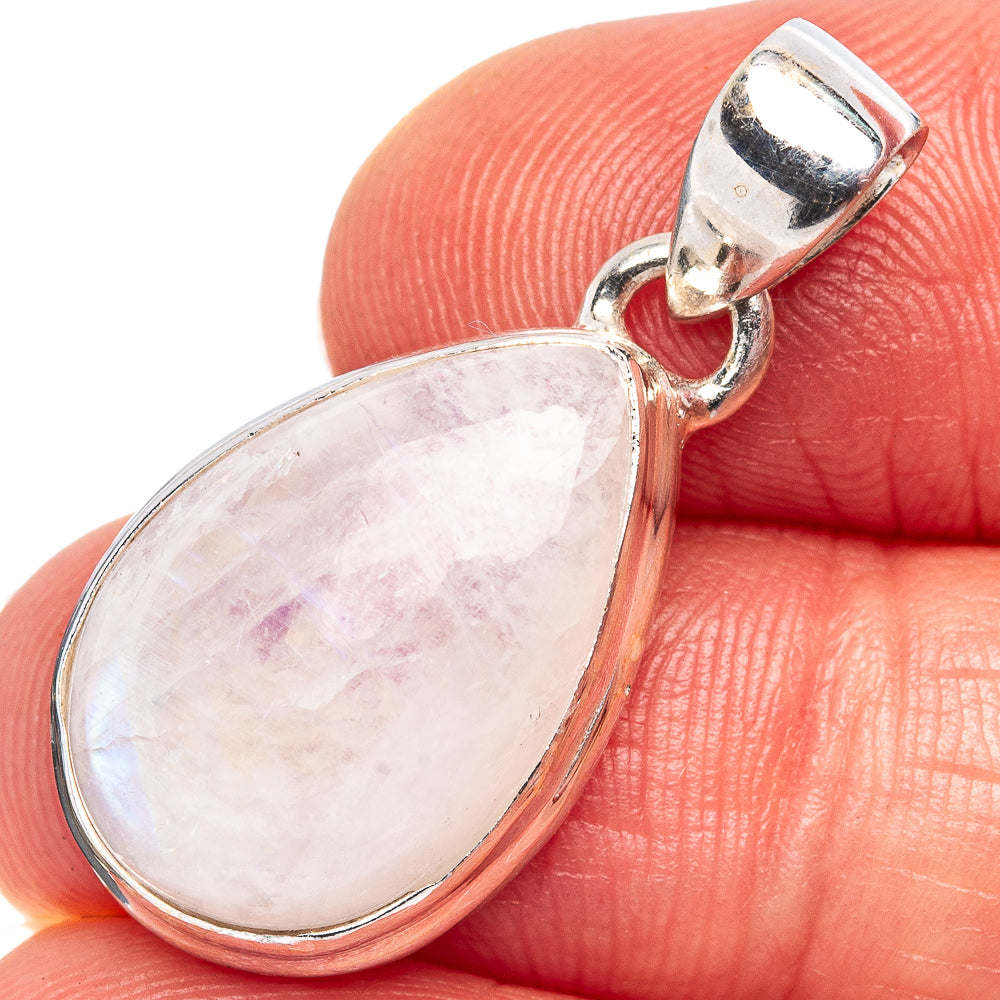 Rainbow Moonstone Pendant 1 1/4" (.925 Sterling Silver)