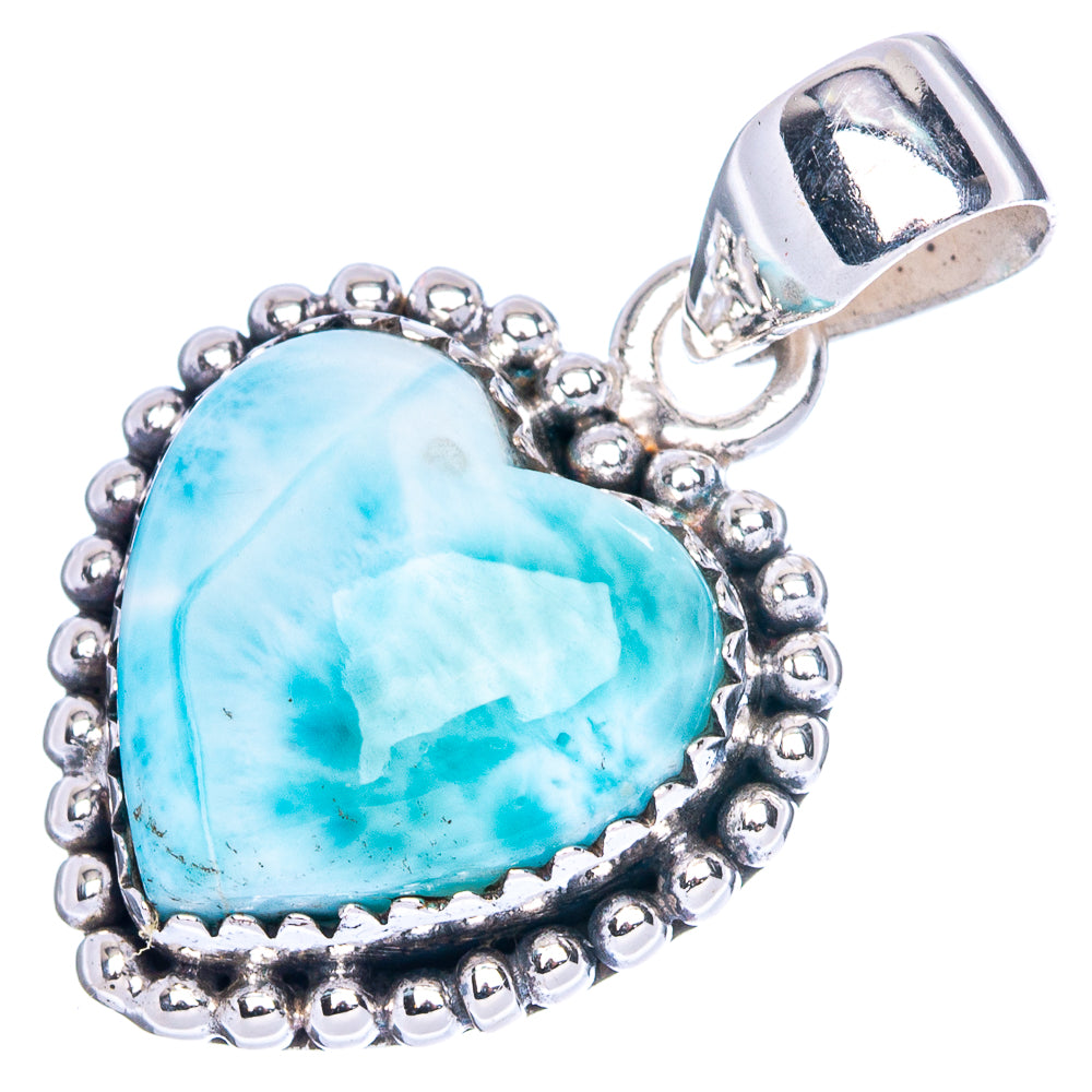Larimar Heart Pendant 1 1/8" (925 Sterling Silver) P41802
