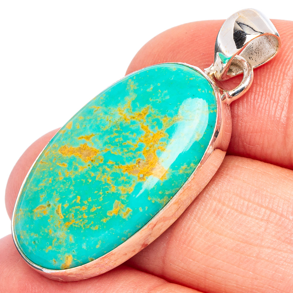 Rare Kingman Turquoise Pendant 1 3/8" (925 Sterling Silver) P44968