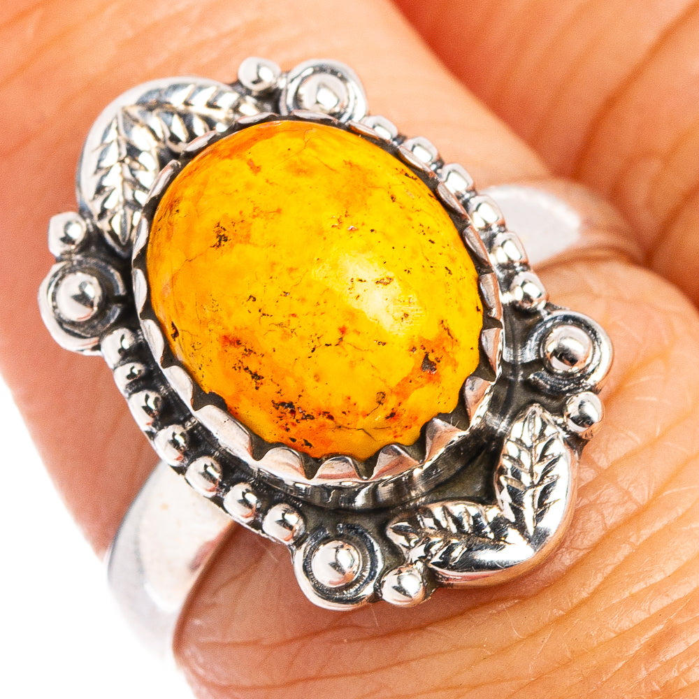 Bumblebee Jasper Ring Size 6.75 (.925 Sterling Silver)
