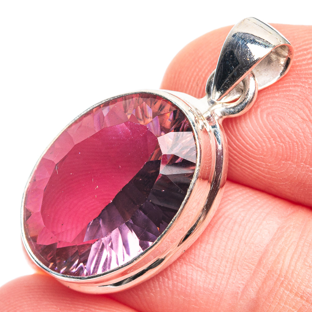 Faceted Color Change Alexandrite (Lab.) Pendant 1 1/8" (925 Sterling Silver) P39311