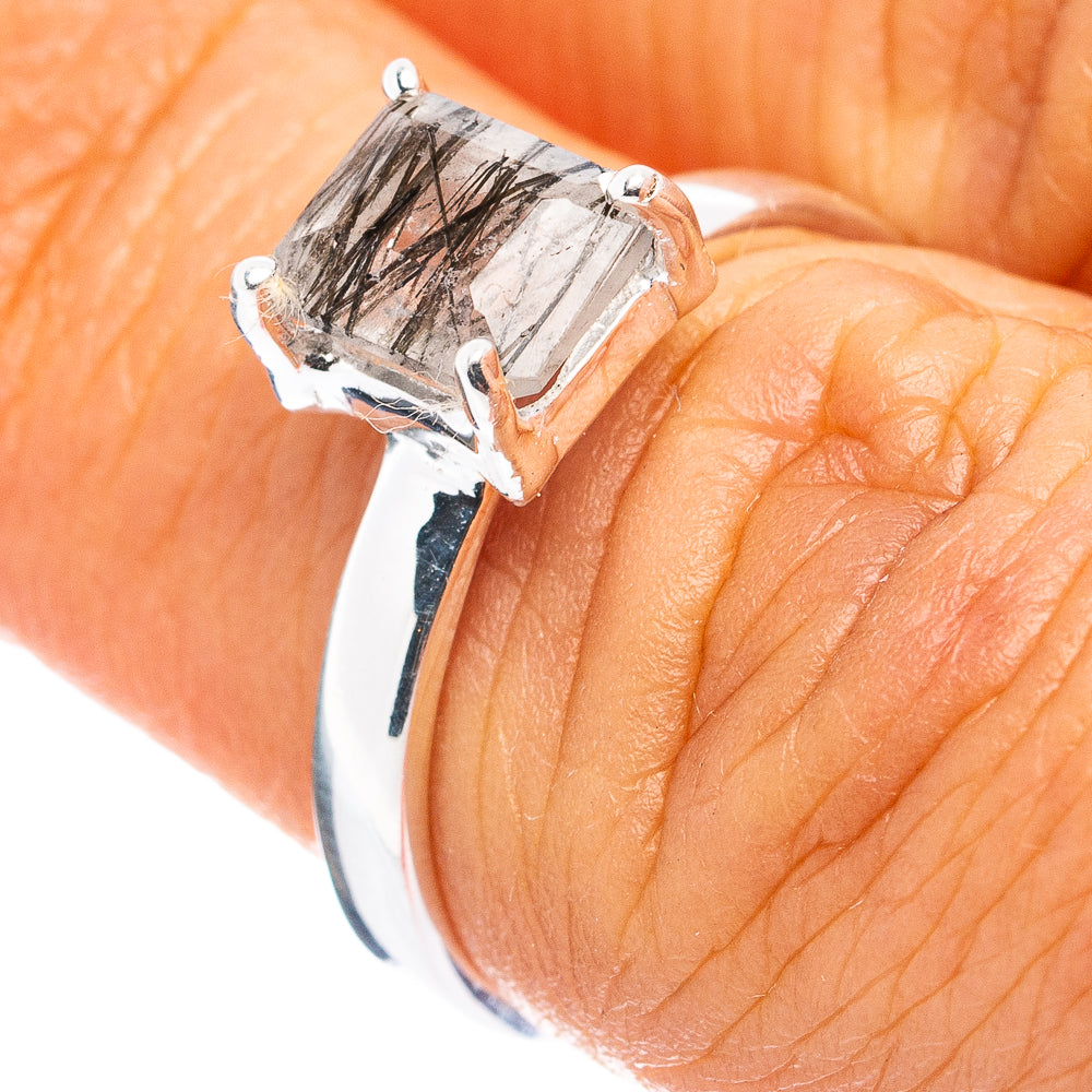 Tourmalinated Quartz Ring Size 6 (.925 Sterling Silver)