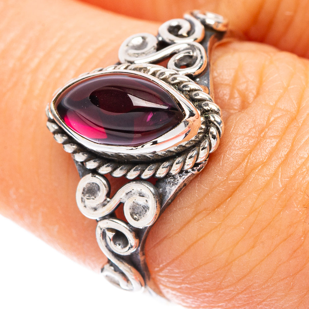 Garnet Dainty Ring Size 7 (925 Sterling Silver) R5793
