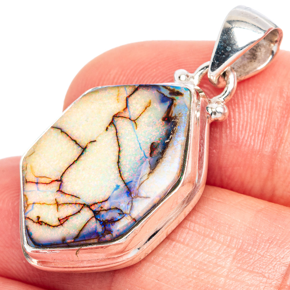 Rare Sterling Opal Pendant 1 3/8" (925 Sterling Silver) P41580
