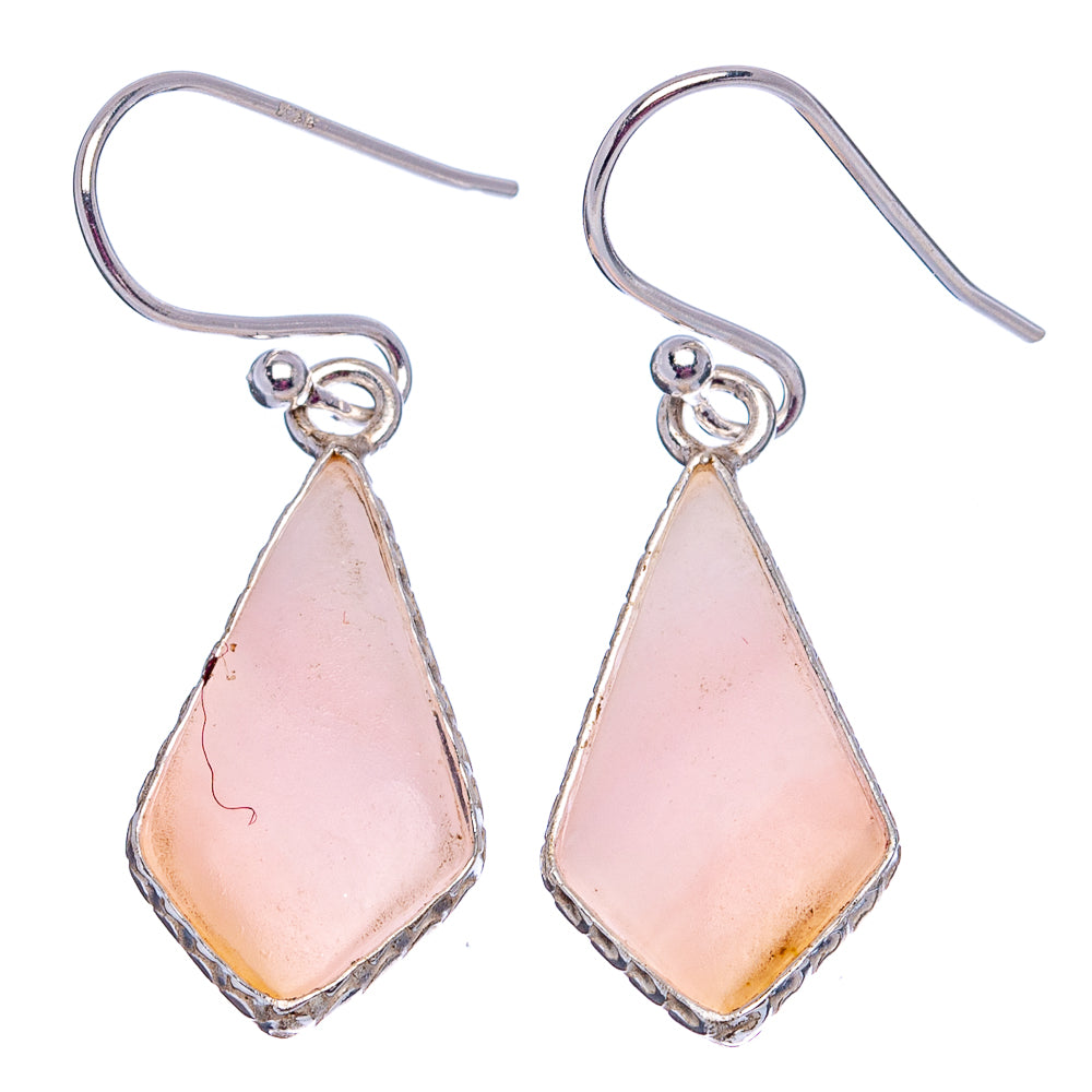 Pink Opal Earrings 1 3/8" (.925 Sterling Silver)