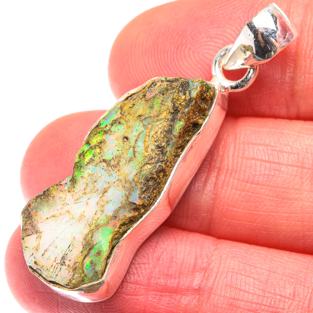 Raw Ethiopian Opal Pendant 1 5/8" (925 Sterling Silver) PD38489