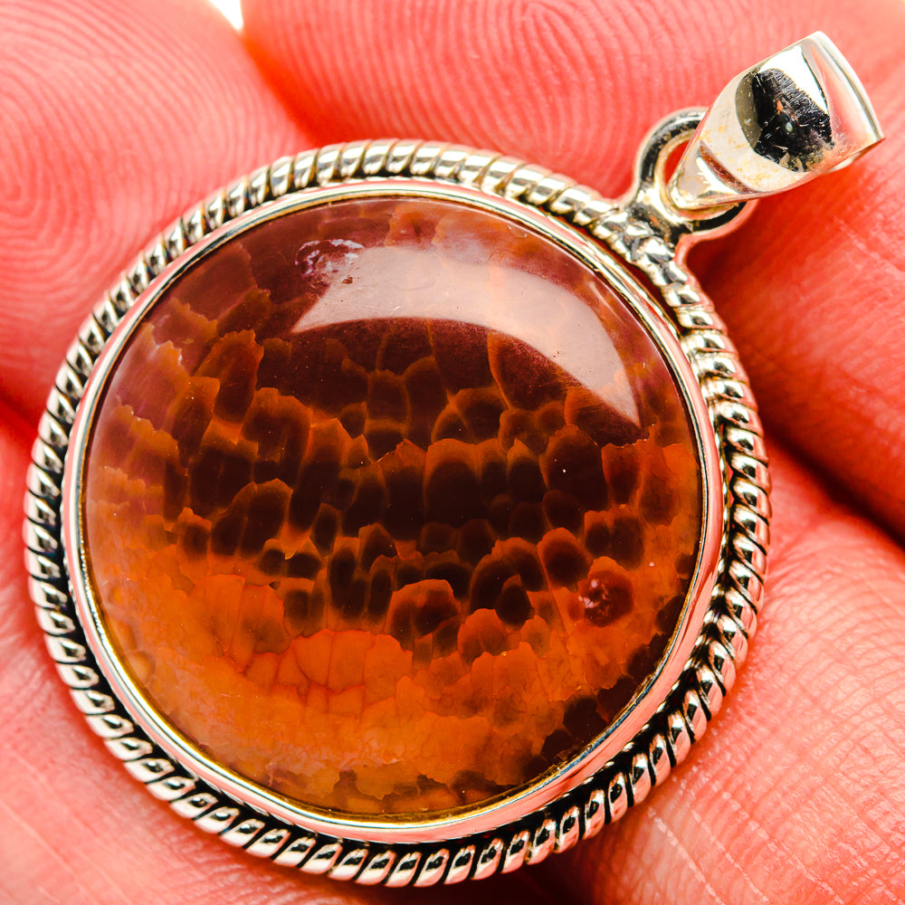 Fire Crab Agate Pendant 1 1/2" (925 Sterling Silver) PD37969