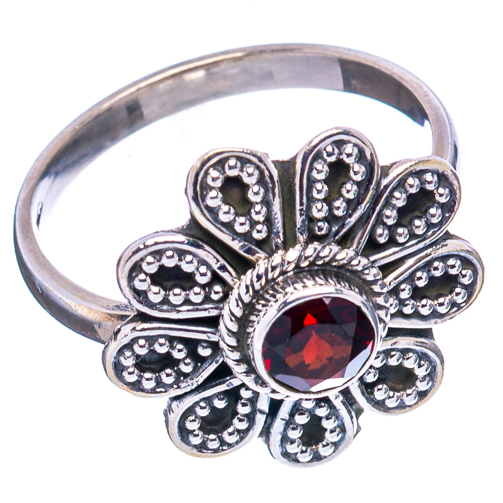 Garnet Ring Size 7.25 (.925 Sterling Silver)