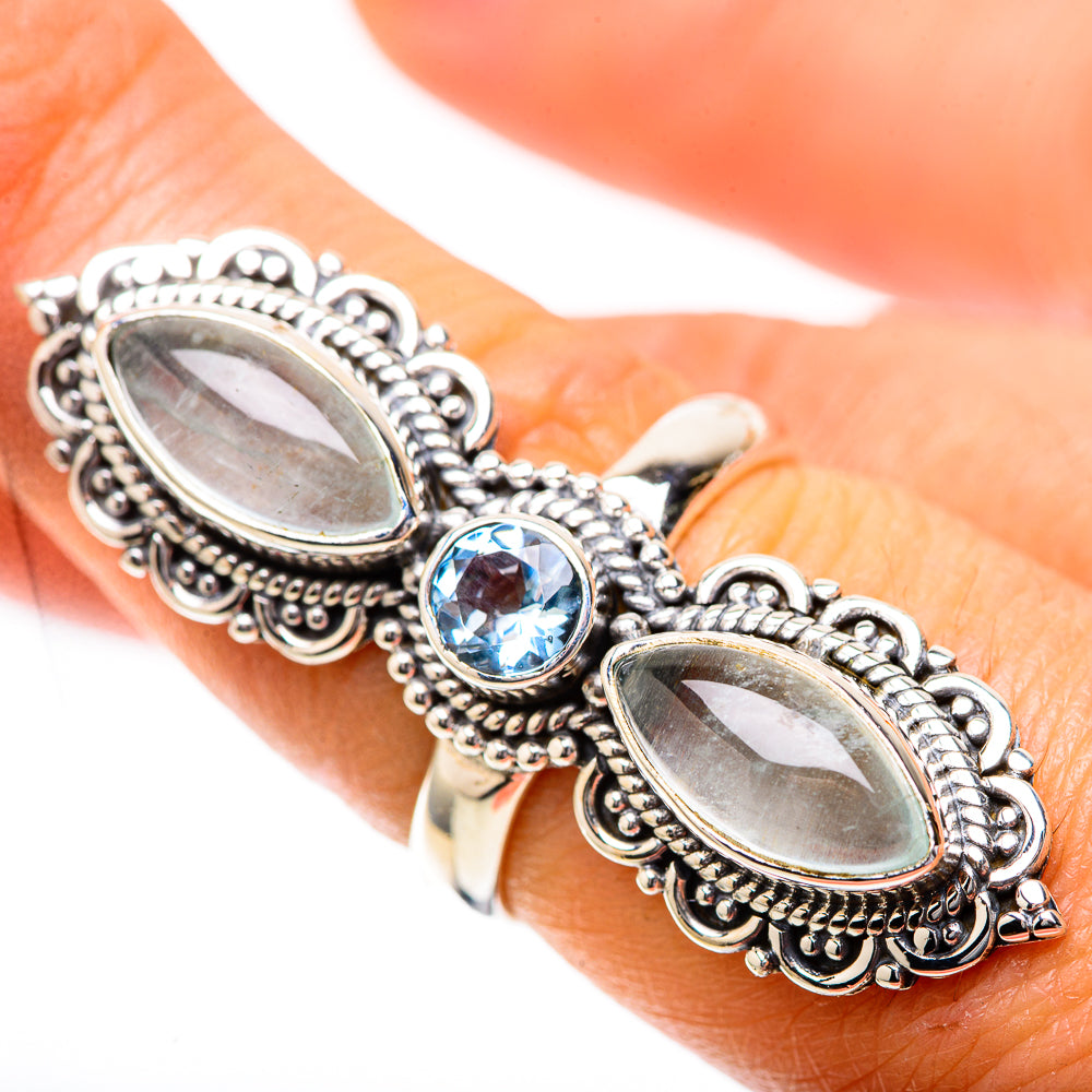 Large Natural Aquamarine, Blue Topaz Ring Size 7 (925 Sterling Silver) RING138031