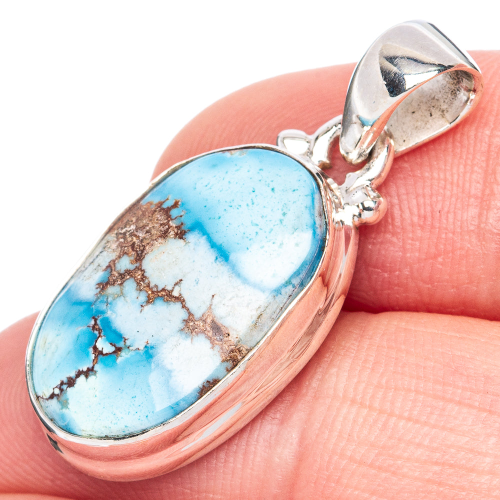 Rare Golden Hills Turquoise Pendant 1 1/4" (925 Sterling Silver) P41954