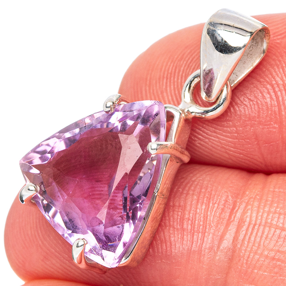 Faceted Amethyst Pendant 1" (925 Sterling Silver) P43012