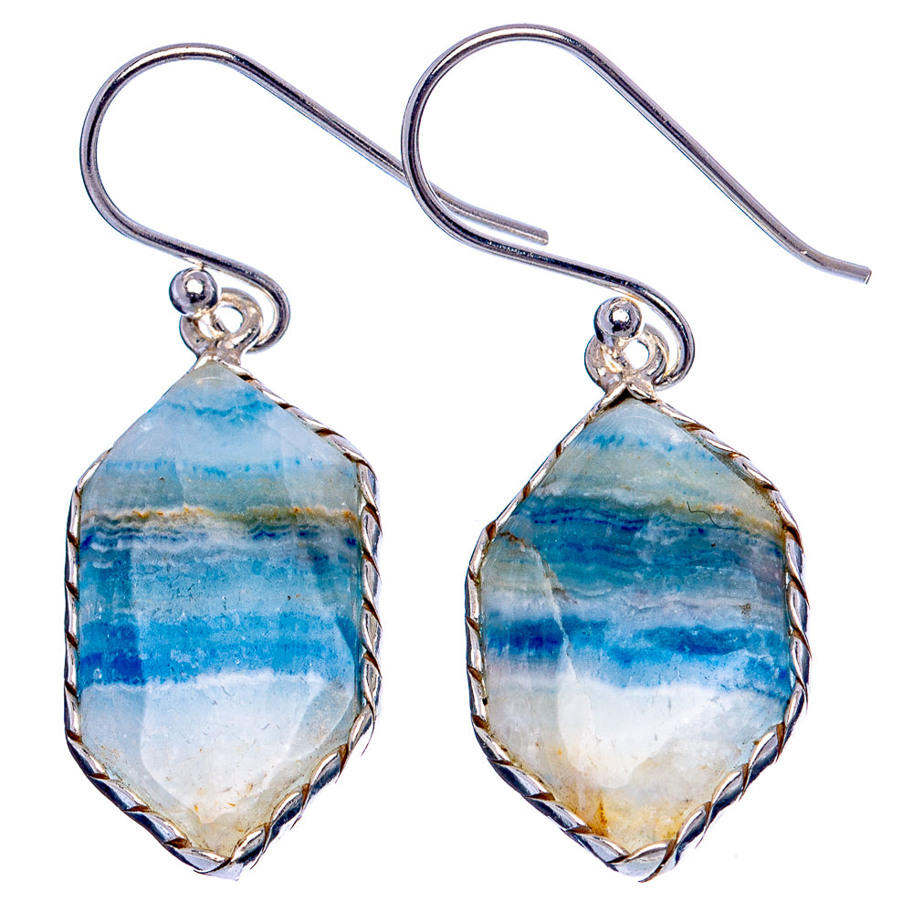 Blue Scheelite Earrings 1 1/2" (.925 Sterling Silver)
