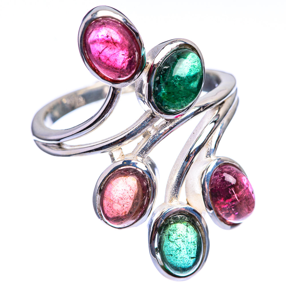 Green Tourmaline, Pink Tourmaline Ring Size 9.5 (925 Sterling Silver) R141938