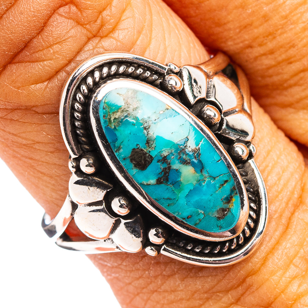Native Style Mohave Turquoise Ring Size 9.5 (.925 Sterling Silver)