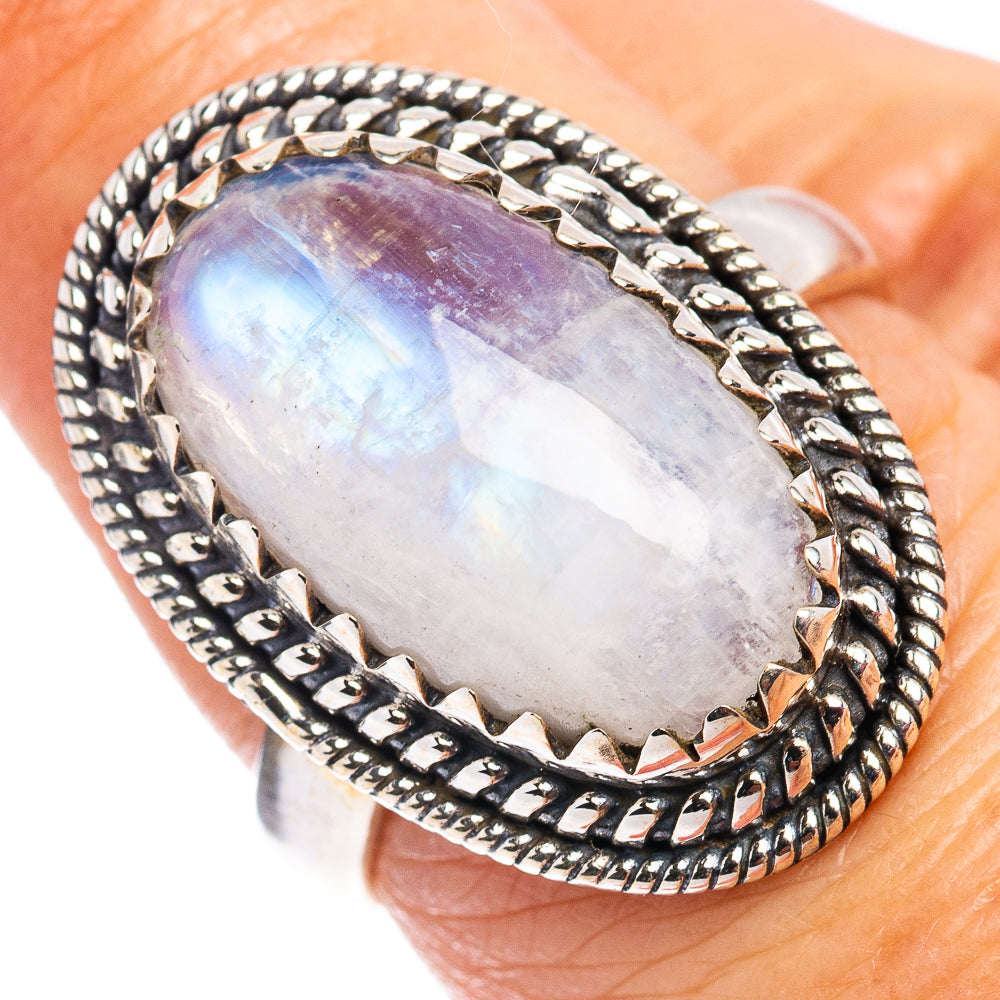 Rainbow Moonstone Ring Size 7 (.925 Sterling Silver)