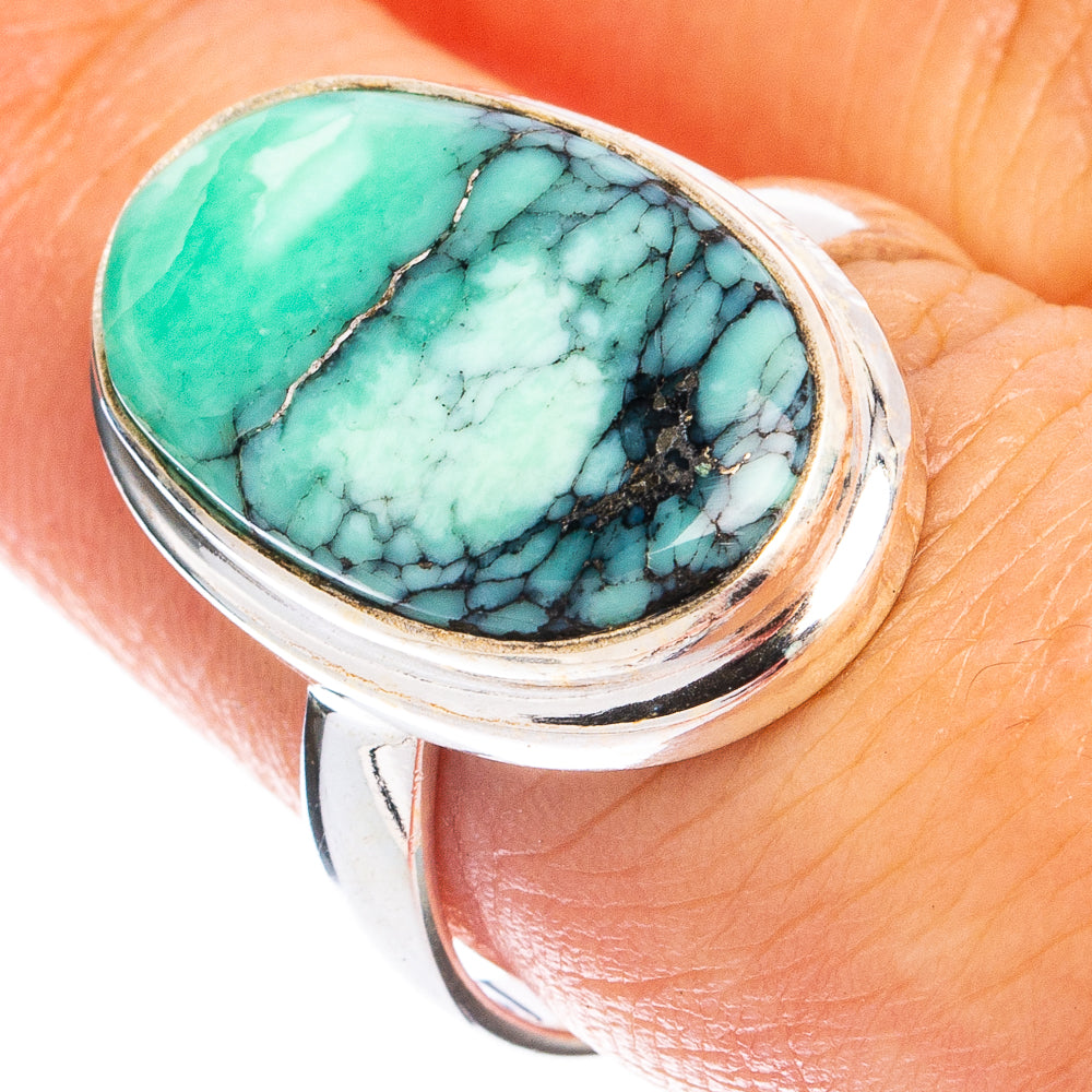 Rare Black Bridge Variscite Ring Size 7.75 (925 Sterling Silver) R8365