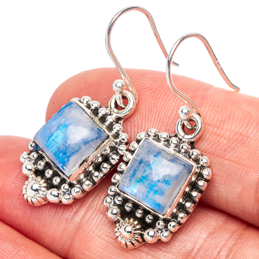 Rainbow Moonstone Earrings 1 1/4" (925 Sterling Silver) E1362