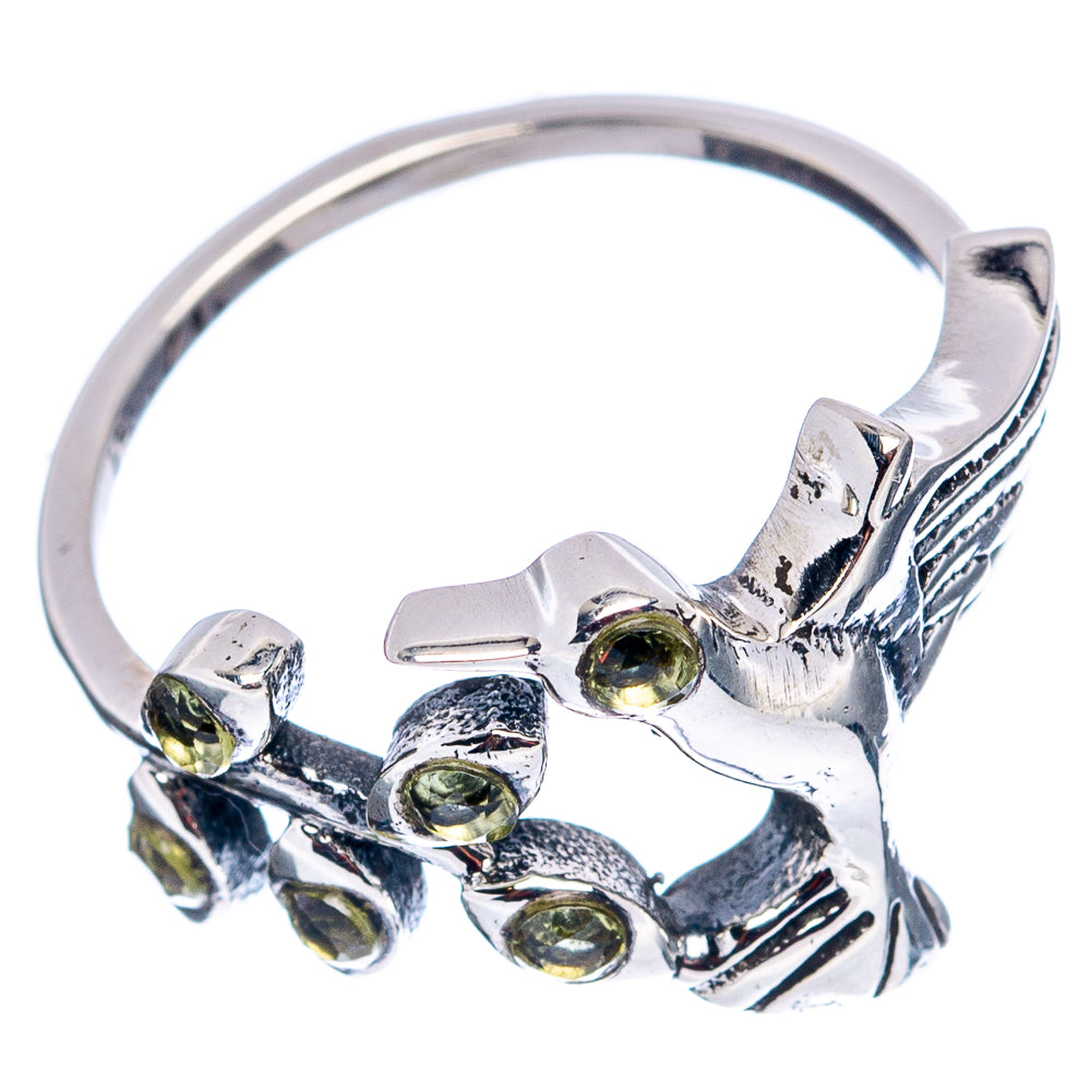 Peridot Hummingbird Dainty Ring Size 5.75 (.925 Sterling Silver)