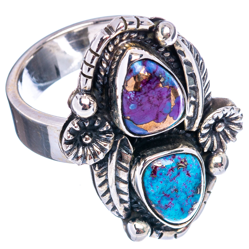 Purple Copper Turquoise Ring Size 7 Adjustable (.925 Sterling Silver)