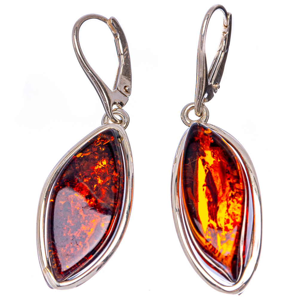 Baltic Amber Earrings 2" (925 Sterling Silver) E1099