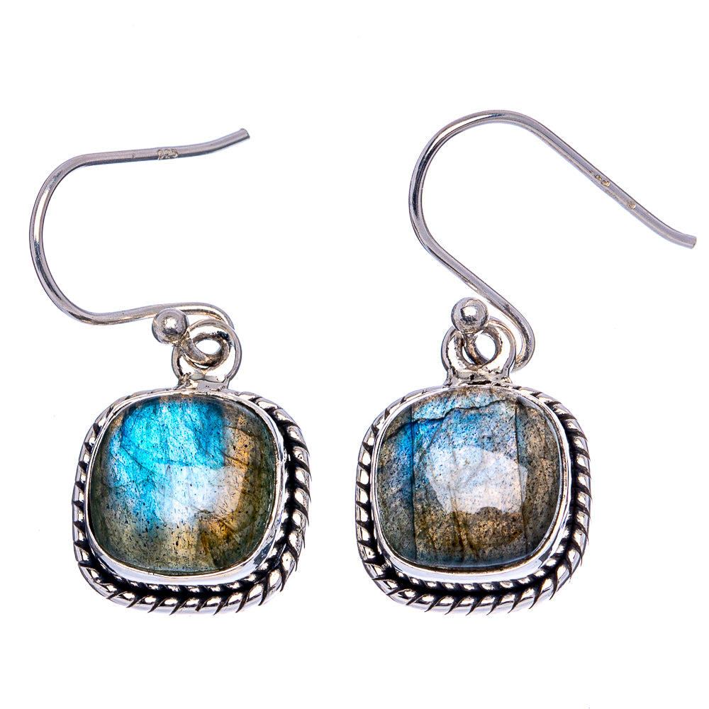 Labradorite Earrings 1 1/8" (.925 Sterling Silver)