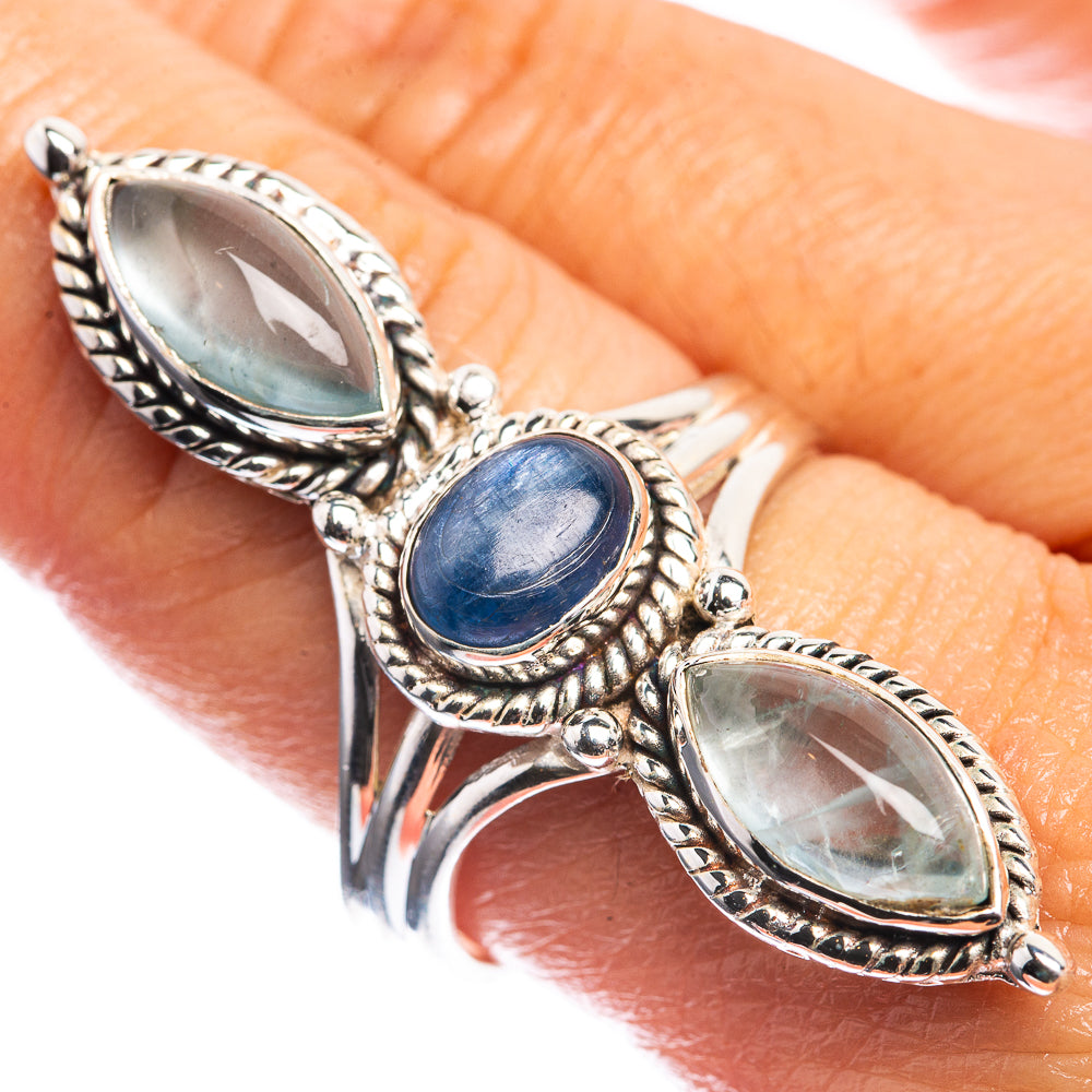 Large Kyanite, Aquamarine 925 Sterling Silver Ring Size 9