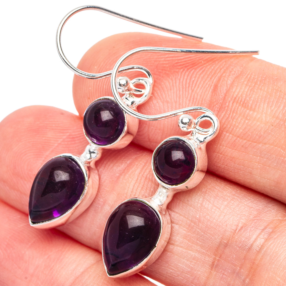 Amethyst Earrings 1 3/8" (925 Sterling Silver) E2933
