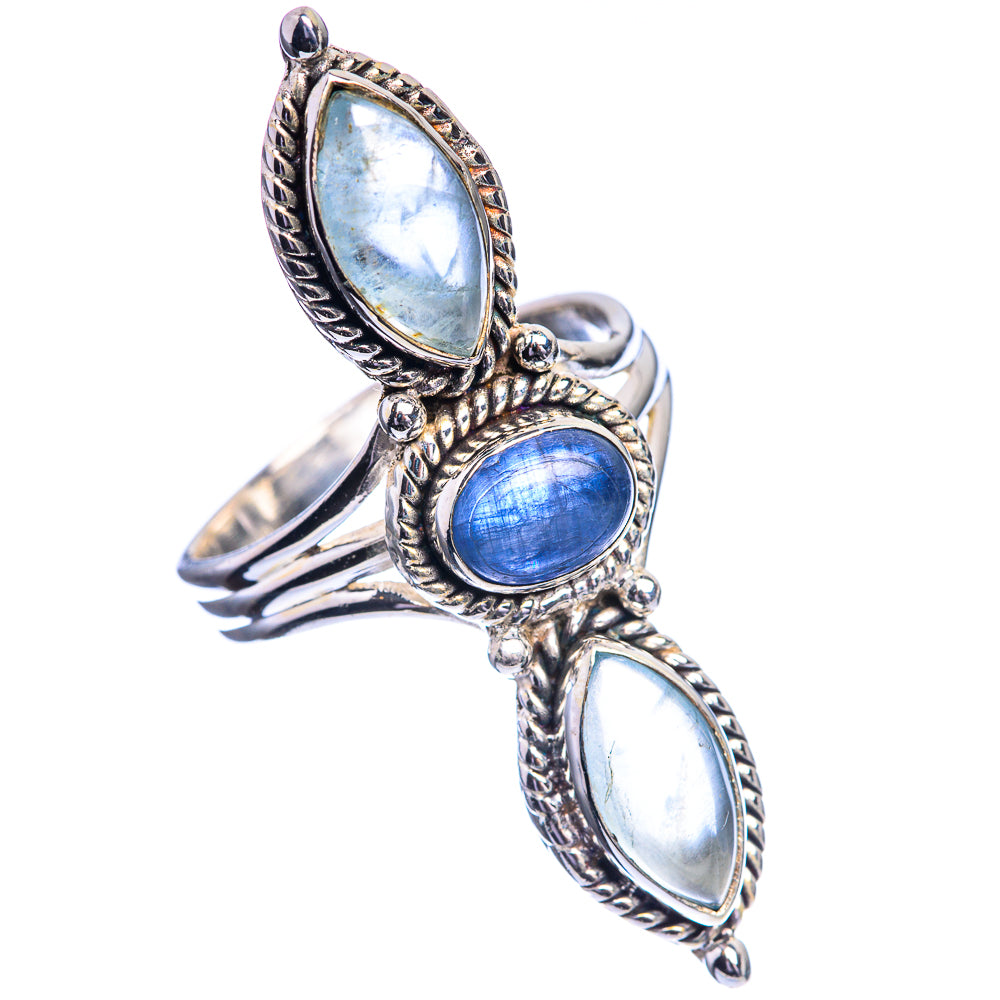 Large Kyanite, Aquamarine 925 Sterling Silver Ring Size 9