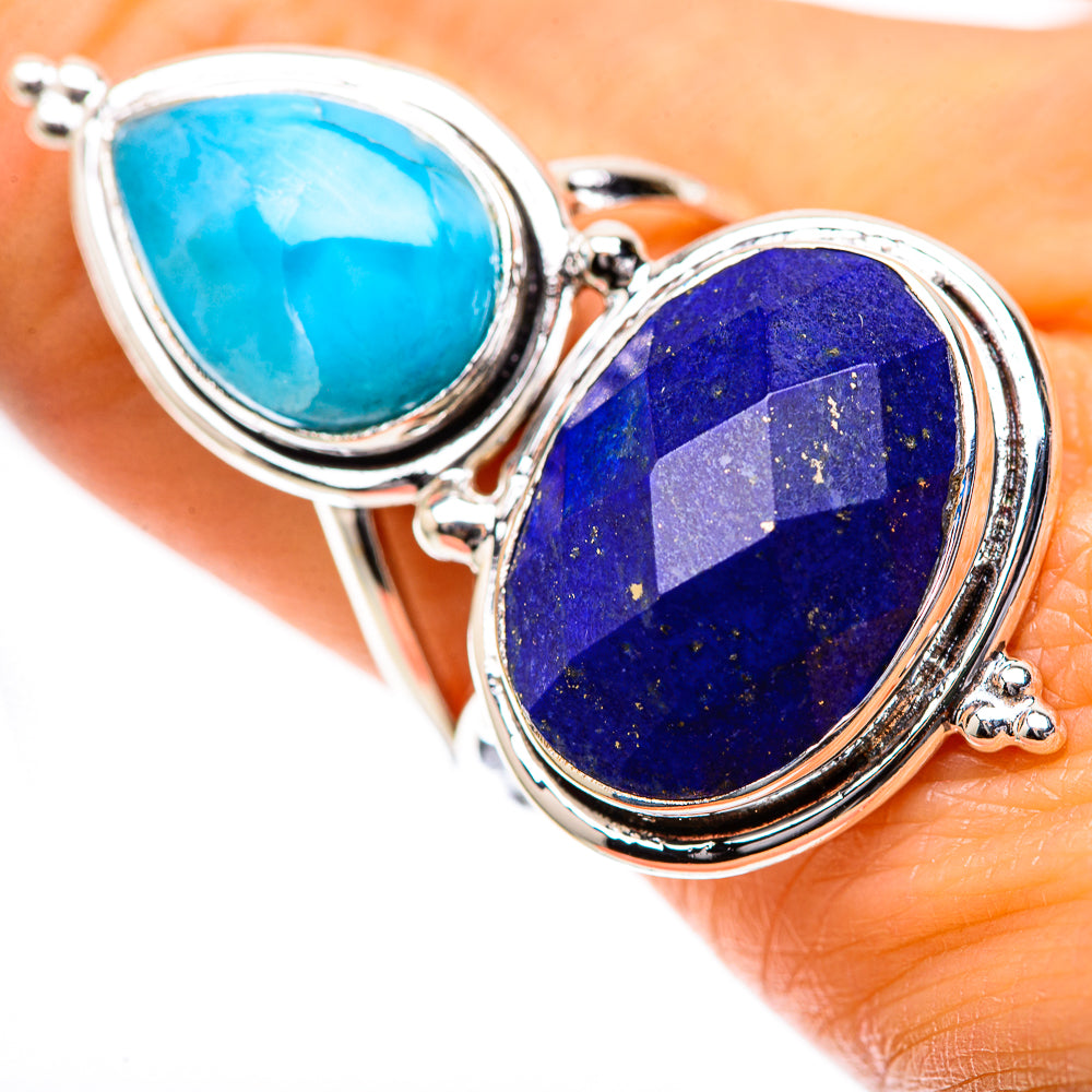 Large Lapis Lazuli, Larimar Ring Size 10.5 (925 Sterling Silver) RING139287