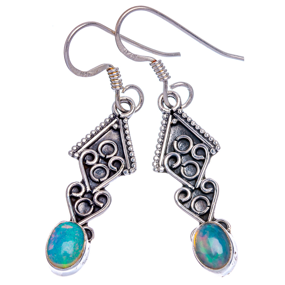 Rare Ethiopian Opal Earrings 1 5/8" (925 Sterling Silver) E433212