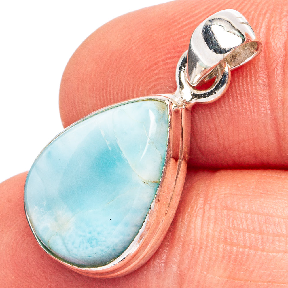 Rare Larimar Pendant 1 1/8" (.925 Sterling Silver)
