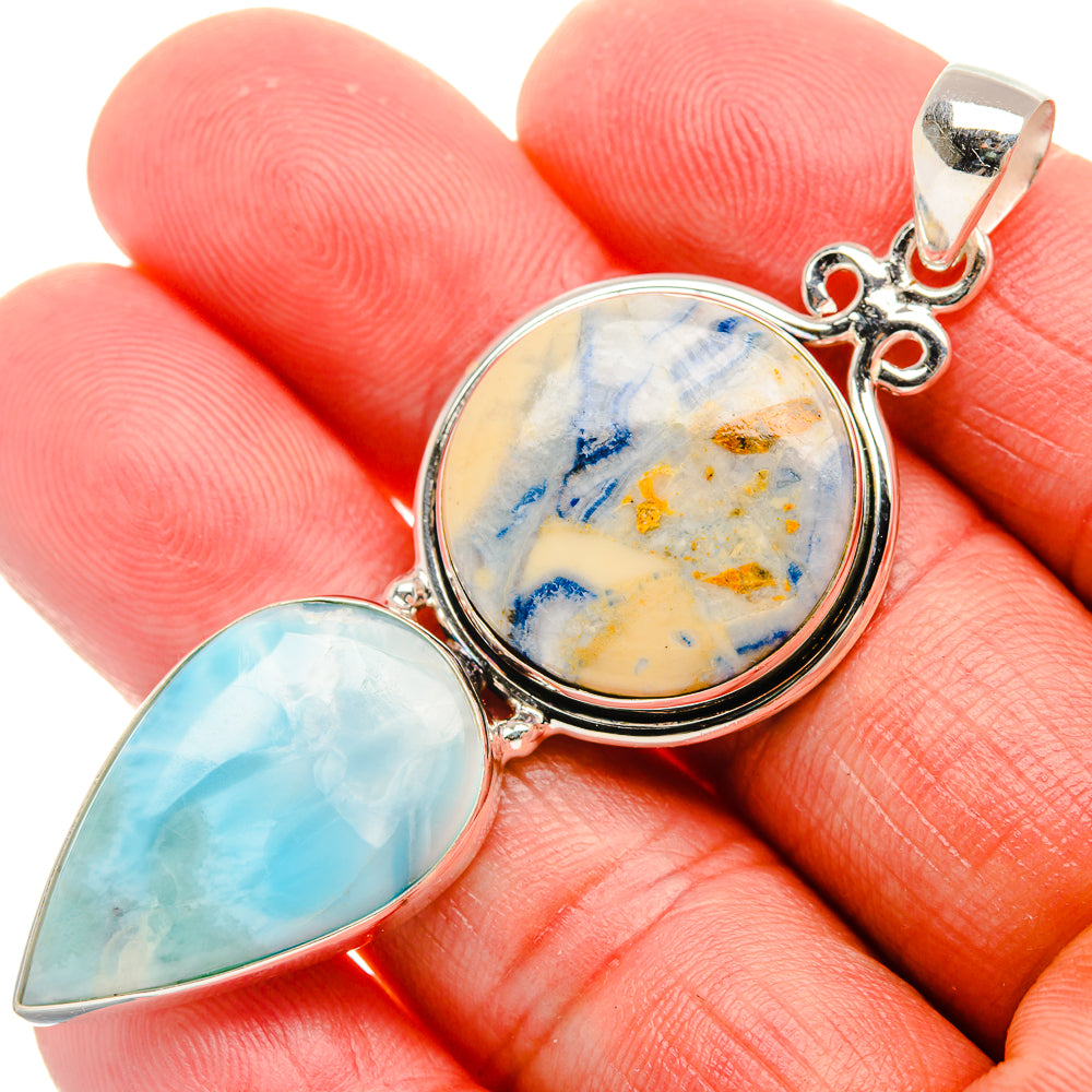 Blue Scheelite, Larimar Pendant 2 5/8" (925 Sterling Silver) PD37893